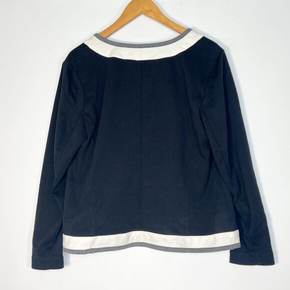 Talbots Lightweight Knit Suit Jacket Coat Black Cream Grey - Picture 6 of 11